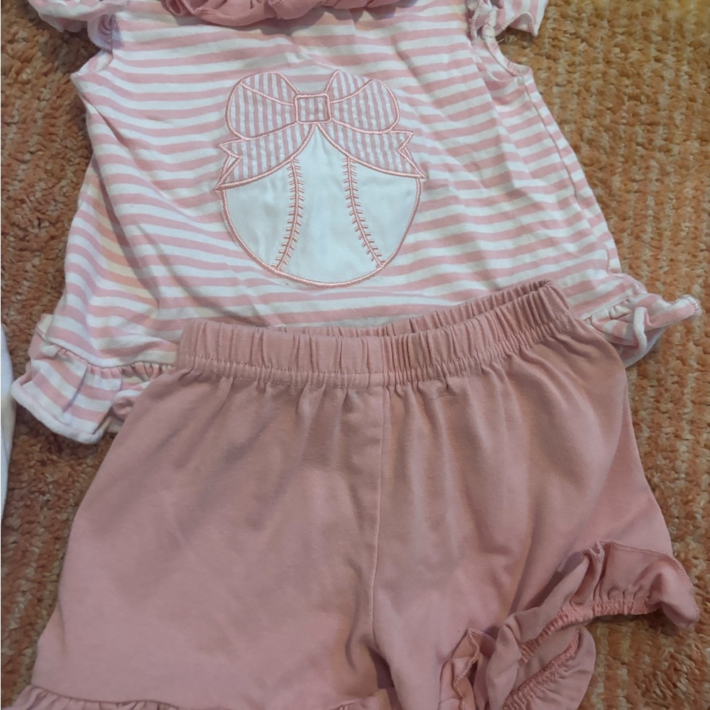 Pink Striped Baby Outfit with Bow Detail